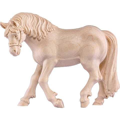 Cavallo Haflinger cm 13 Statua in legno naturale. Demetz-Deur