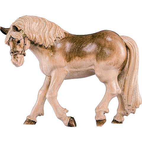 Cavallo Haflinger - Demetz - Deur - Statua in legno dipinta a mano. Altezza pari a 9 cm.
