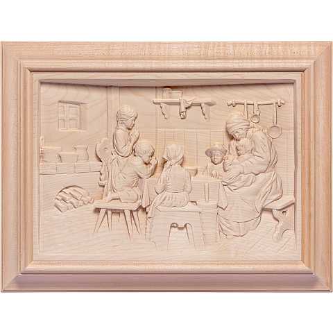 La preghiera con cornice - Demetz - Deur - Statua in legno dipinta a mano. Altezza pari a 40 cm.