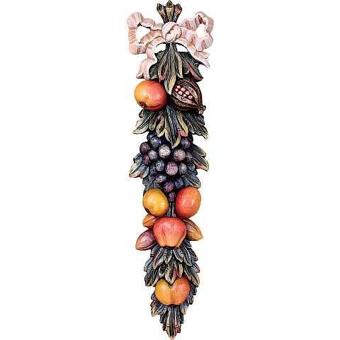 Composizione di frutta Alto Adige - Demetz - Deur - Statua in legno dipinta a mano. Altezza pari a 70 Cm - Demetz Deur