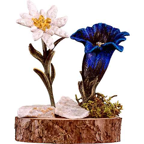 Composizione di fiori in legno dipinti a mano con base, linea da 9 cm - Demetz Deur