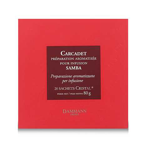 Dammann Carcadet Samba - Carcadè aromatizzato mango e frutti tropicali, 20 filtri Cristal, 80 grammi, Dammann Frères