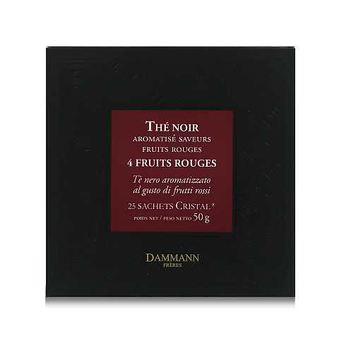 Dammann 4 Fruits Rouges - Tè nero aromatizzato, 25 filtri Cristal, 50 grammi, Dammann Frères
