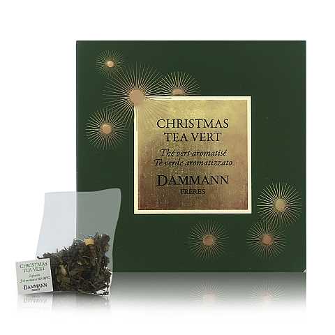 Christmas Tea Vert, Tè Verde Di Natale Aromatizzato, 25 Filtri Cristal, 50 Grammi, Dammann Frères