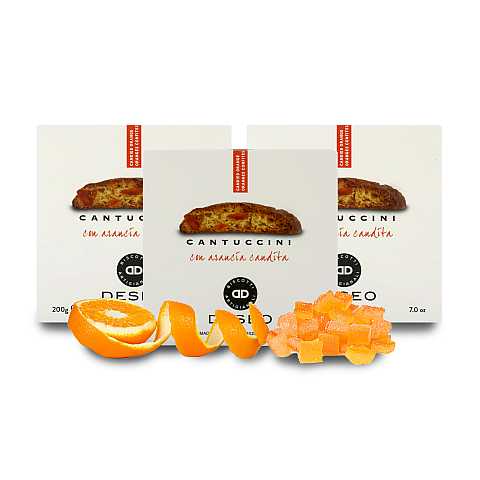 3 confezioni di cantuccini all'arancia candita, biscotti artigianali - 3 x 200g