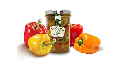 Peperoni agrodolci in olio, 280 grammi, Luccini Conserve di verdura di prima qualità