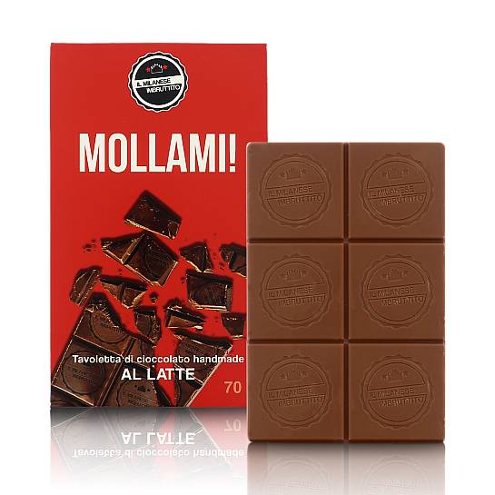 4 Tavolette di Cioccolato al Latte Fatte a Mano: ''Mollami'' e ''Nasci Cresci Fattura'', 4 x 70 Grammi, Tot. 280 Grammi