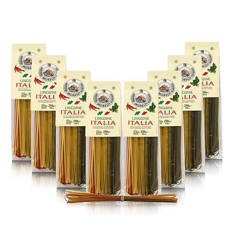 Linguine Tricolori Italia, Pasta Colorata, 8 Confezioni Da 250 Grammi