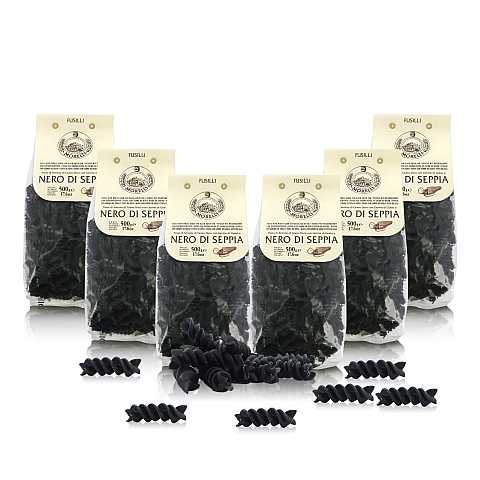 Fusilli al nero di seppia, pasta aromatizzata, 6 confezioni da 500 grammi