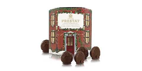Tartufi di Cioccolato al Gusto Tè Earl Grey in Confezione Natalizia ''Case Festose'', 60g