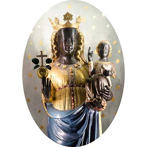 Statua da esterno del Sacro Cuore di Maria in materiale infrangibile, dipinta a mano, da circa 40 cm