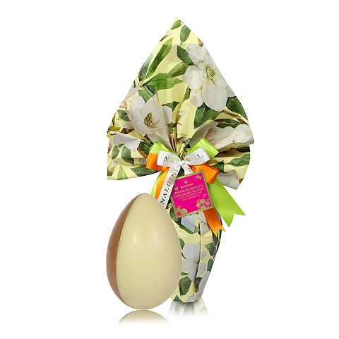 Rinaldini Uovo di Pasqua Artigianale ''Yellow Magnolia'', Uovo di Cioccolato al Latte e Bianco, 300 Grammi
