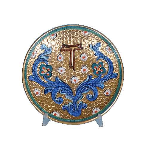 Patena in ceramica simbolo TAU 