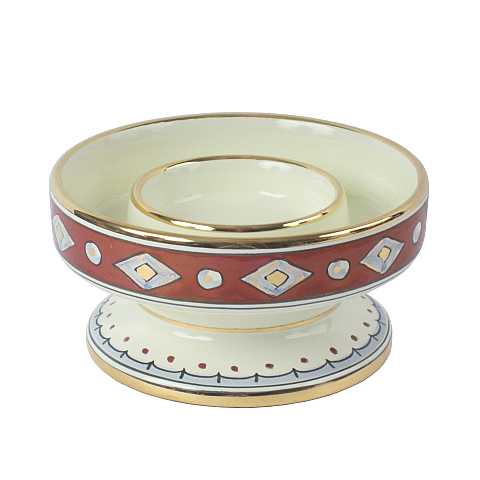 Portacero in Ceramica di Deruta 15 x 8 Cm - Modello Rubino e Oro