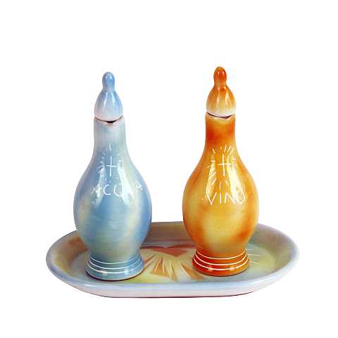 Ampolline Anfora in Ceramica di Deruta con Simbolo Ihs - Modello Colomba Spirito Santo