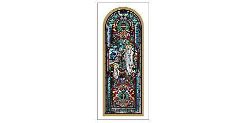 STOCK: Madonna di Lourdes stampa tipo vetrata  - 10 x 27 cm
