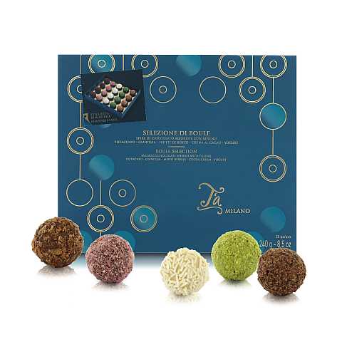 Confezione con Selezione di Praline Boule, Cioccolato Artigianale Prodotto in Italia, 20 Pz, 240 Grammi