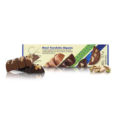 Maxi Tavolette di Cioccolato, 1 Latte E 1 Fondente, Barrette Di Cioccolato Con Frutta Secca, 360g
