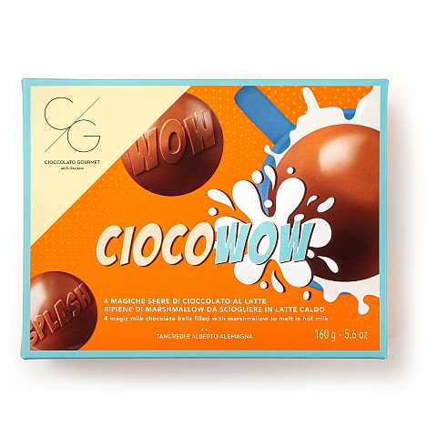 CG Ciocowow, 4 Sfere di Cioccolato al Latte Ripiene di Marshmallow da Sciogliere in Latte Caldo, Bombe di Cioccolato Artigianale con Marshmallow per Cioccolata Calda Realizzati in Italia, 160g