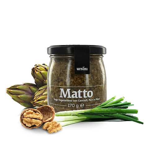 Sugo Matto, condimento vegetariano con carciofi, noci, porro e spinaci, 170 g
