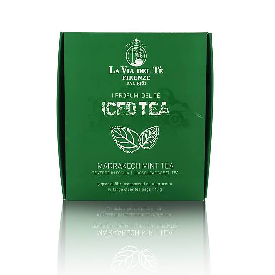 Iced Tea Marrakech Mint, Tè Verde Gunpowder alla Menta, Ottimo Tè Freddo, 5 Filtri da 10g - 50g
