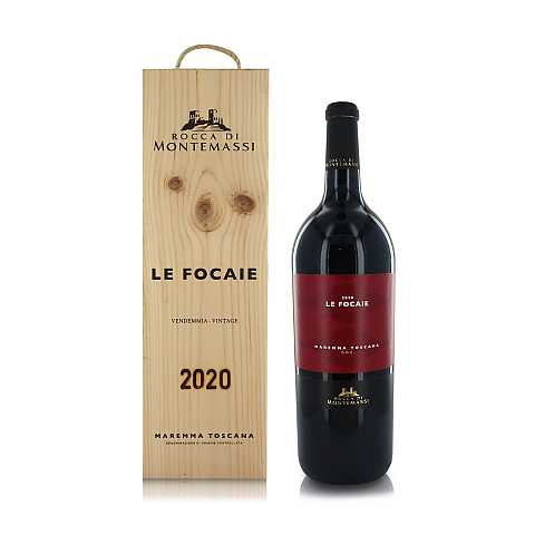 Rocca di Montemassi Vino Rosso Le Focaie Maremma Toscana DOC, Cassetta di Legno, Magnum 1,5 Lt
